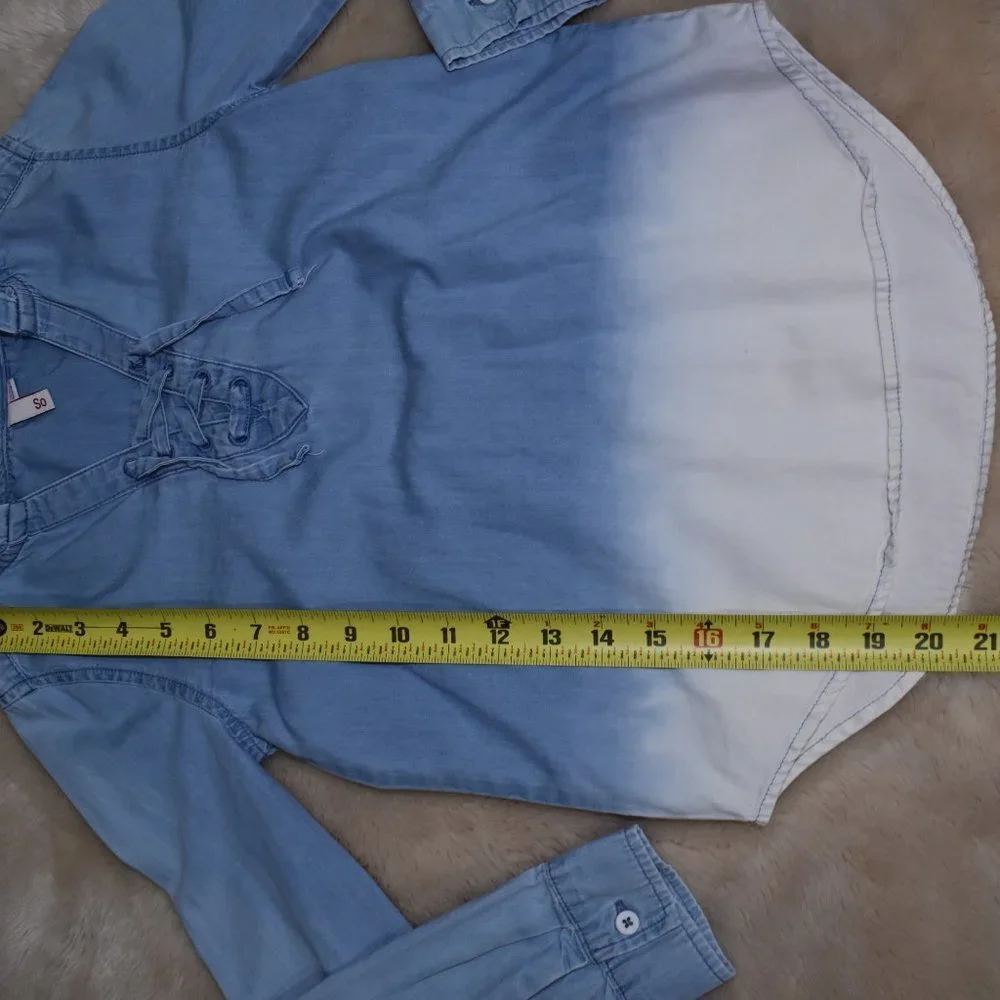 Girls Denim Hooded Shirt Dress Size 7 Long Sleeve